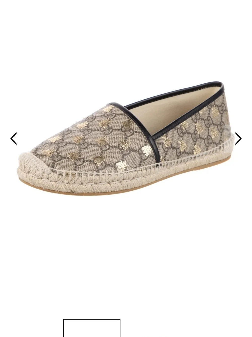 Gucci Beige GG Canvas Espadrille with Black Trim